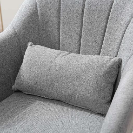 Sillón para Salón Giratorio 360° con Altura Ajustable Respaldo Envolvente Reposabrazos y Cojín 60x60x79-91 cm Gris [7]