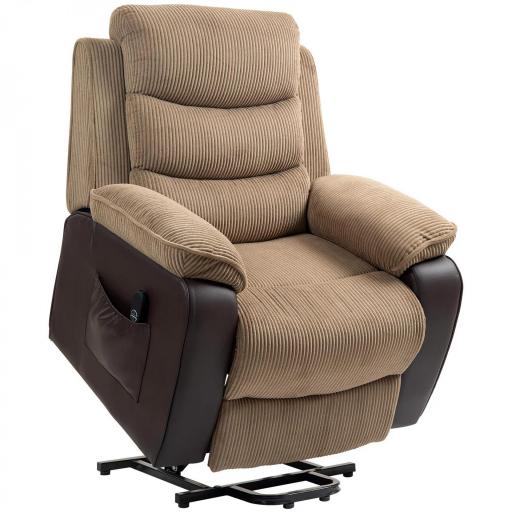 Sillón Relax Reclinable Eléctrico Levanta Personas con Mando a Distancia Puerto USB y Bolsillos Laterales Marrón [9]