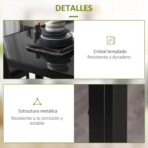 Conjunto de Comedor de Mesa y 4 Sillas 5 Piezas Mesa Rectangular de Vidrio Templado y Sillas Tapizadas en PU Negro [2]