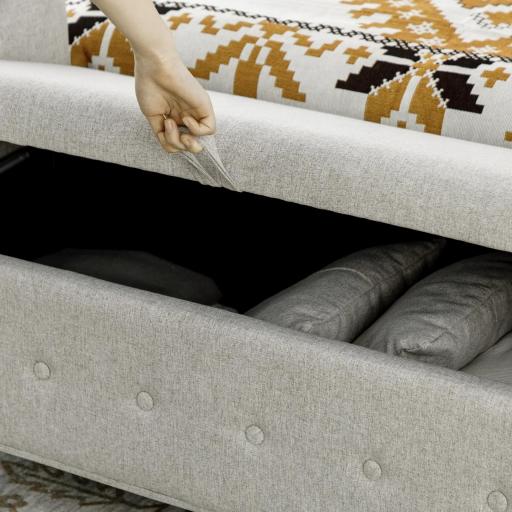 Banqueta Pie de Cama con Almacenamiento y Reposabrazos para Dormitorio Salón Pasillo 146,5x49x74,5 cm Gris Claro [7]