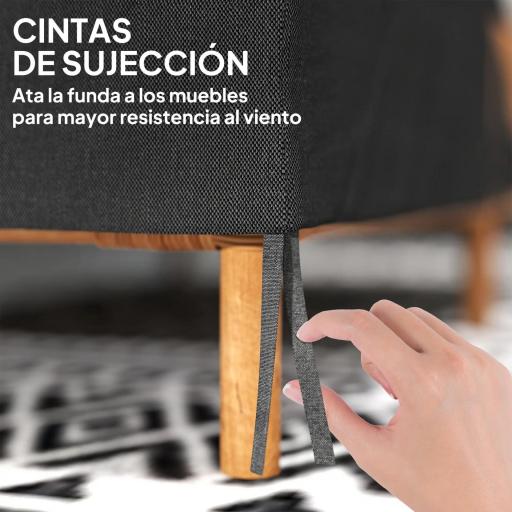 Funda para Banco de Jardín de 2 Plazas Tela Oxford 600D con Recubrimiento Impermeable para Patio Terraza 140x84x56/94 cm [5]