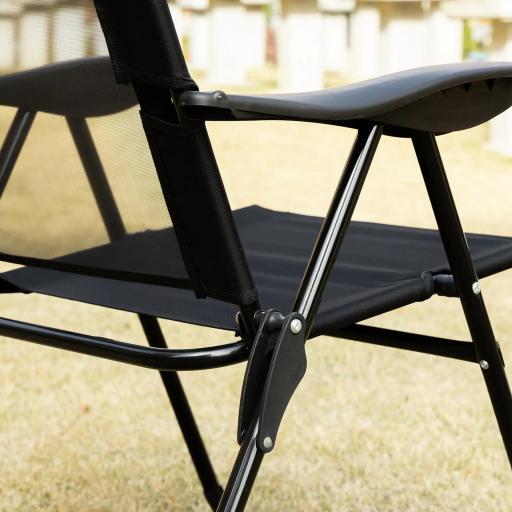 Conjunto de 2 Sillas de Camping Plegables con Reposacabezas Desmontable y Respaldo Reclinable 62x70x109 cm Negro [6]