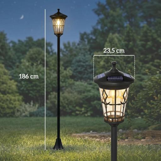 Set de 2 Farolas Solares de Jardín con Altura Ajustable 2 Modos de Brillo IP44 Impermeable para Terraza Patio Negro [1]