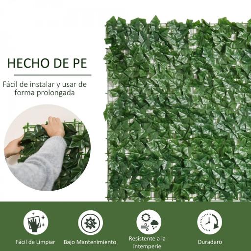 Seto Artificial Ocultación Jardín en Rollo 3x1 m Valla de Privacidad de Hiedra Artificial para Balcón Exterior [2]