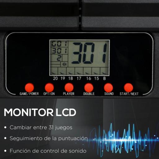 Diana Electrónica Plegable con 31 Juegos para 8 Jugadores con 6 Dardos y 6 Puntas de Repuesto Pantalla LCD 83x45cm Negro [4]