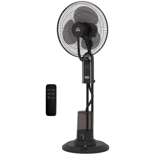 Ventilador de Pie con Nebulizador 3 Velocidades 3 Modos Oscilación de 70° Depósito de 3,2L y Mando 44,5x38,5x120cm Negro [8]