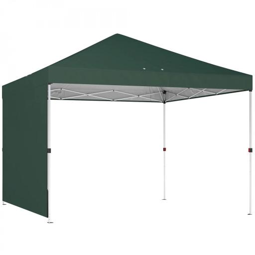 Carpa Plegable Pop-up 3x3 m con Pared Lateral UPF50+ Altura Ajustable Empuje Central Bolsa de Transporte Verde [10]