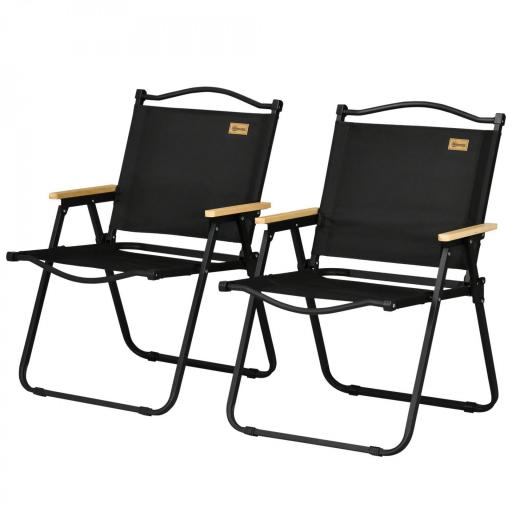 Set 2 Sillas de Jardín Plegables con Reposabrazos Sillas para Camping y Playa en Tela Oxford y Acero 54x59x78 cm Negro [8]