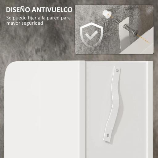 Columna Baño con 3 Puertas y 3 Estantes Mueble Auxiliar Alto de Estilo Moderno 15x17x120cm Blanco [2]