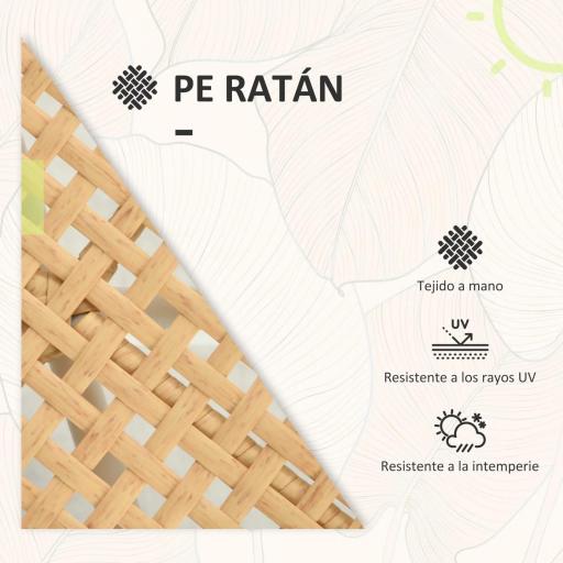 Conjunto Jardín Exterior de 2 Sillas y Mesa de Ratán con Cojines Acolchados para Balcón Terraza Amarillo y Crema [5]