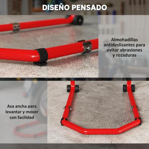 Combo de Soporte de Rueda Delantera y Trasera Motocicleta Carga 390 kg con Adaptadores de Horquillas en U y L Ruedas [2]