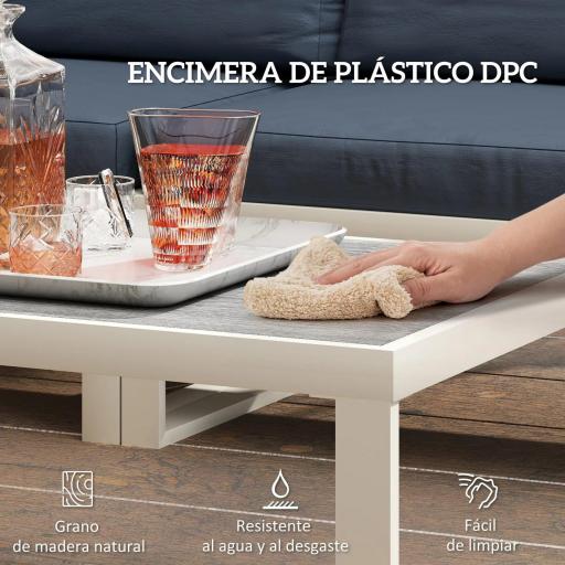 Conjunto de Jardín Exterior con 2 Sofás de 2 Plazas con Asiento Ajustable Sofá de Esquina y Mesa de Centro Beige y Gris [2]