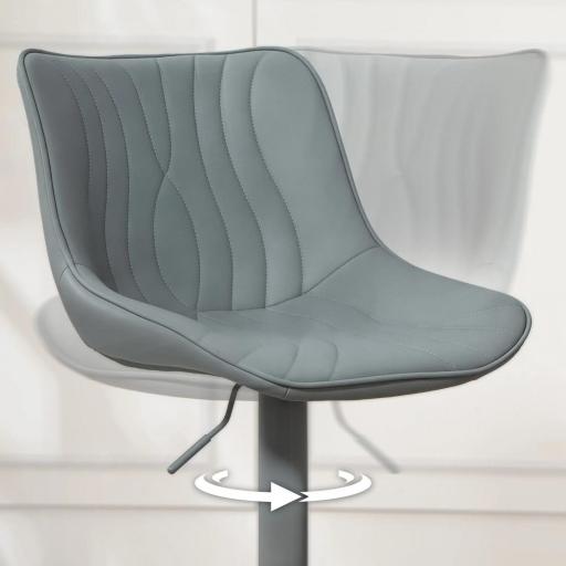 Juego de 2 Taburetes de Bar con Altura Ajustable Respaldo Asiento de Piel Sintética Marco de Acero y Reposapiés Gris [6]
