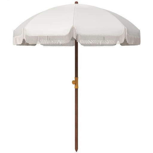 Sombrilla de Playa con Flecos Ø190x210 cm con 8 Varillas Apertura Manual Anti-UV Impermeable y Bolsa de Transporte Gris [9]