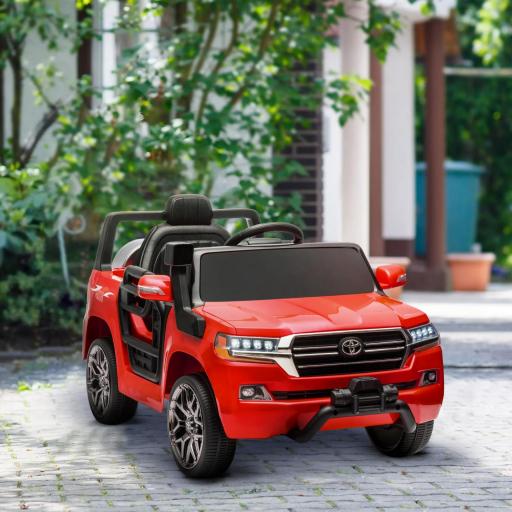 Coche Eléctrico para Niños de +3 Años Toyota LAND CRUISER con Batería 12V Mando a Distancia y Música MP3 Rojo