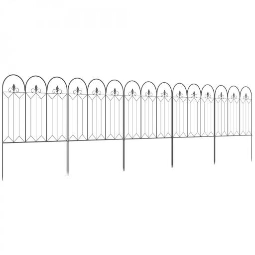 Set de 5 Vallas Decorativas para Jardín Metálicas 305x79,5 cm Combinación Libre Barrera para Animales Negro [9]