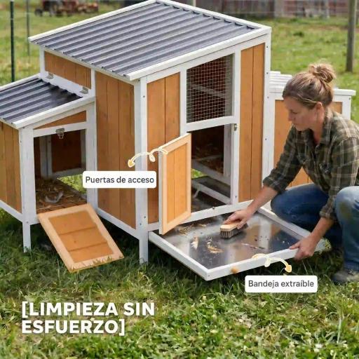 Gallinero para Exterior de Madera 145x90x92 cm para 2-4 Gallinas con Nido Casa Lateral Bandeja Extraíble Amarillo [5]
