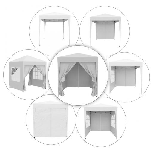 Cenador de Jardín 2x2m con 4 Paredes Laterales Tela Oxford 2 Puertas 2 Ventanas y Bolsa de Transporte Impermeable Blanco [6]