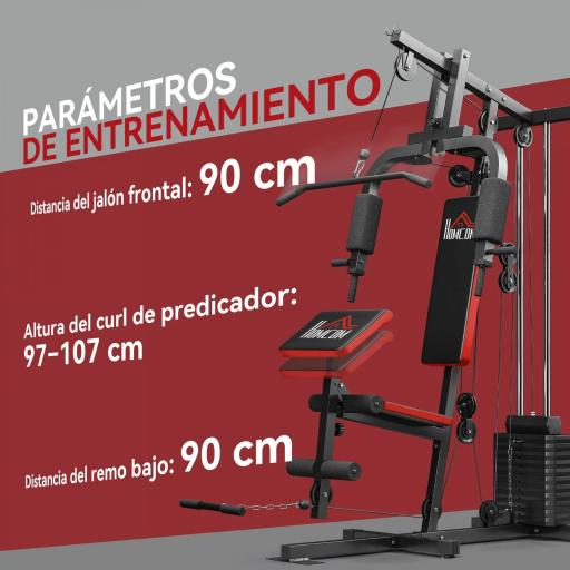 Máquina de Musculación con Pesas Ajustables de 65 kg Prensa de Pecho y Piernas Polea 135x103x210 cm Negro [4]