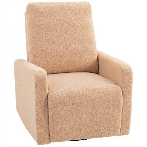 Sillón Relax Reclinable Manual hasta 135º con Reposabrazos Reposapiés Acolchado Grueso Función de Balanceo 360° Marrón [8]
