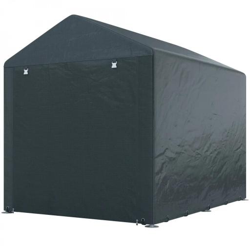 Carpa para Herramientas Bicicletas y Motos 1,6x2,2x1,7 m con 2 Habitaciones Puerta con Cremallera Impermeable Gris [8]