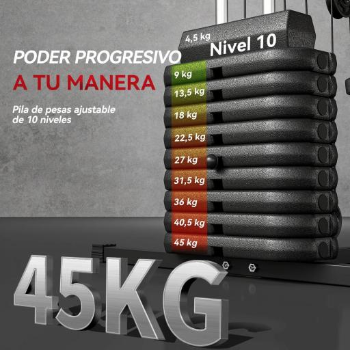 Máquina de Musculación con Pesas Ajustables de 45 kg Prensa de Pecho y Piernas Polea 135x103x200 cm Negro [3]