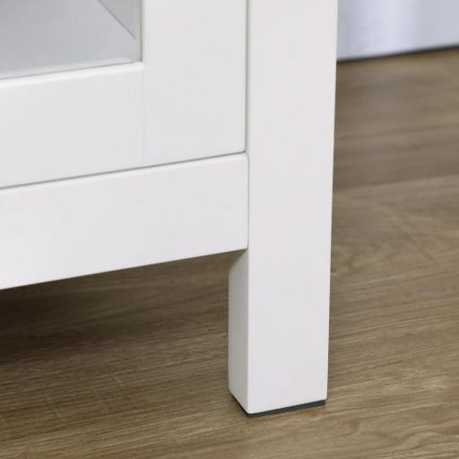 Aparador de Cocina Moderno Mueble Buffet Auxiliar con Cajón Estante Ajustable y 2 Puertas de Vidrio 80x40x90 cm Blanco [4]