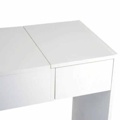 Tocador de Maquillaje con Taburete Mesa de Maquillaje con Espejo Tapa Abatible y Cajas 80x40x79 cm y 40x30x40 cm [7]