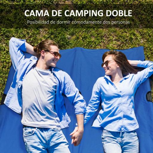 Cama de Acampada Plegable con Bolsa de Transporte y Marco Metálico Carga 136 kg para Playa Senderismo 193x125x40 cm Azul [1]