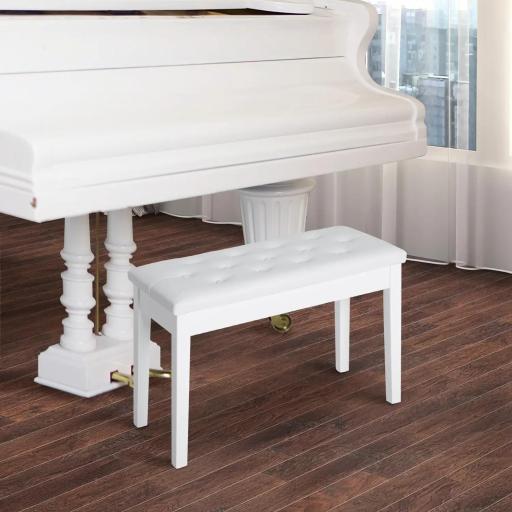 Taburete de Piano Banco de Teclado con Espacio de Almacenamiento Bajo del Asiento de Cuero Sintético 76x36x50 cm Blanco [4]