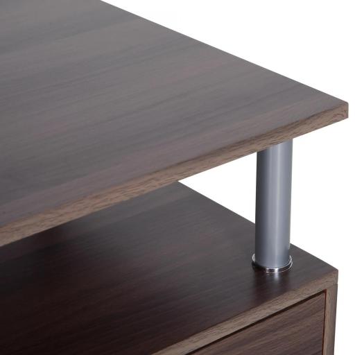 Mesa de Ordenador 120 cm Mesa de Escritorio con Múltiples Estantes Cajón Bandeja de Teclado 152x60x88 cm Marrón [7]