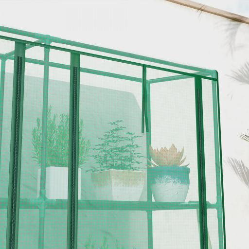 Invernadero de Exterior de 3 Niveles con Puerta Enrollable con Cremallera 9 Estantes Cubierta de PE 215x46x151cm Verde [6]