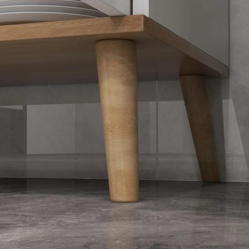 Alacena de Cocina con 4 Puertas Encimera para Microondas Estantes Ajustables Orificio de Cable y Patas de Madera Blanco [7]
