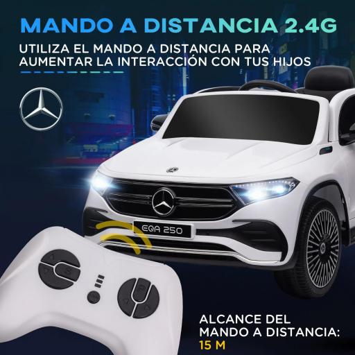 Coche Eléctrico para Niños Mercedes-Benz EQA 12V Control Remoto Música Bocina Velocidad 3-8 km/h 111,5x69x52,5cm Blanco [5]