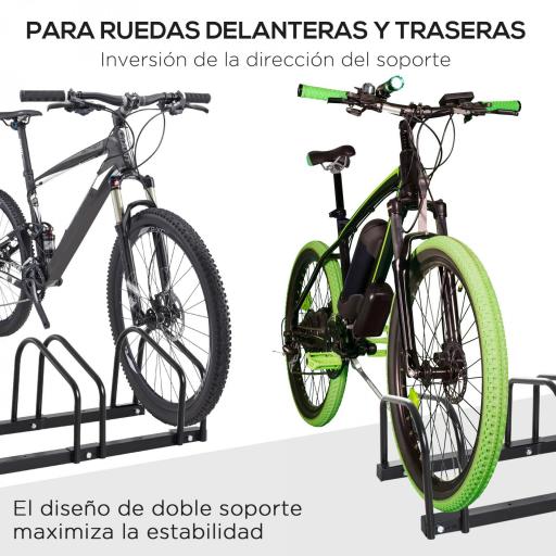 Aparcamiento para 3 Bicicletas Soporte de Acero para Aparcar Bicicletas en el Suelo o Pared 76x33x27 cm Negro [6]