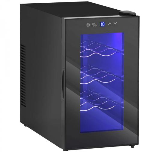 Vinoteca 8 Botellas con Doble Refrigeración Termoeléctrica Temperatura Ajustable 8-18℃ Puerta de Vidrio Negro [8]