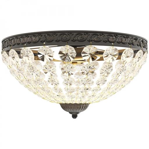 Lámpara de Techo de Cristal Vintage con 2 Casquillos E14 40W con 168 Cuentas de Cristal para Dormitorio Salón Negro [9]