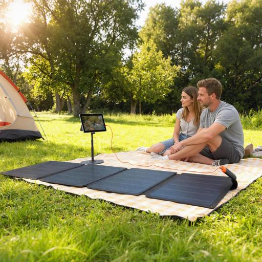 Cargador Solar Plegable 36W Panel Solar Portátil con Puertos USB-A y Tipo-C IP67 Superficie de ETFE para Teléfonos [4]