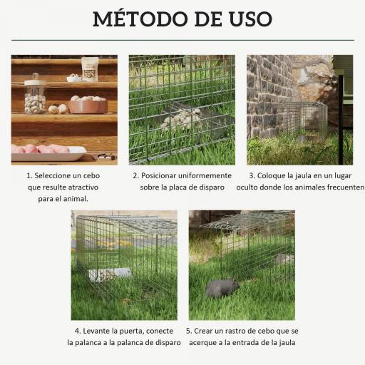 Trampa para Animales Vivos Plegable 81x26x34,5 cm Jaula de Captura de Alambre con Puerta y Asa para Conejos Plata [3]