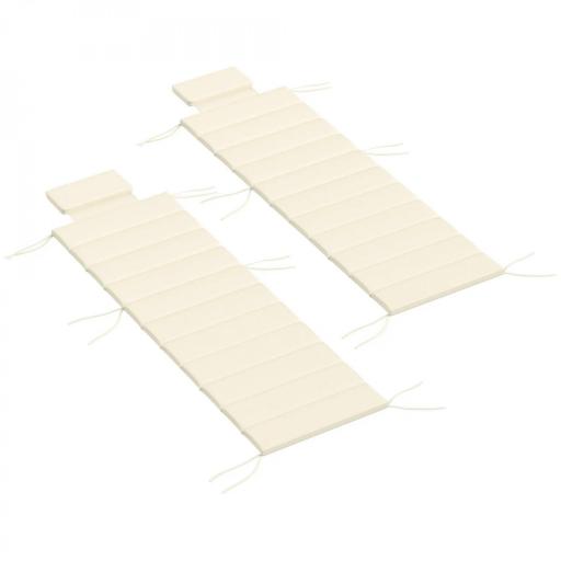 Pack 2 Cojines para Tumbonas Plegables 203x66x3 cm con Reposacabezas y Correas de Sujeción Crema [9]
