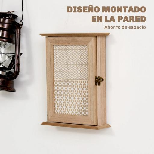 Armario para Llaves con 6 ganchos Estilo vintage Mueble de pared de madera para Llaves 20x6,5x26,5cm Madera [8]