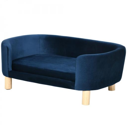 Sofá para Perros Pequeños con Patas de Madera Funda Lavable y Cojín Desmontable 86x55x33 cm Azul [9]