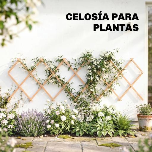 Enrejado de Jardín de Madera Extensible Soporte para Plantas Trepadoras Rosas y Parra 180x60 cm Marrón Claro [7]