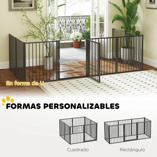 Parque para Perros de 8 Paneles 60x76 cm Corralito para Perros Pequeños y Medianos para Interior y Exterior Negro [3]
