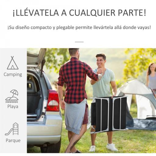 Tumbona Reclinable y Plegable de Jardín con Orificio de Lectura Reposacabezas y Respaldo Ajustable en 5 Niveles para Playa 182x56x28 cm Negro [3]