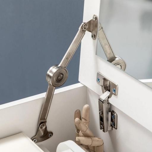Tocador de Maquillaje con Taburete Oculto Espejo Abatible Cajón y 7 Compartimentos Taburete con Almacenamiento Blanco [6]