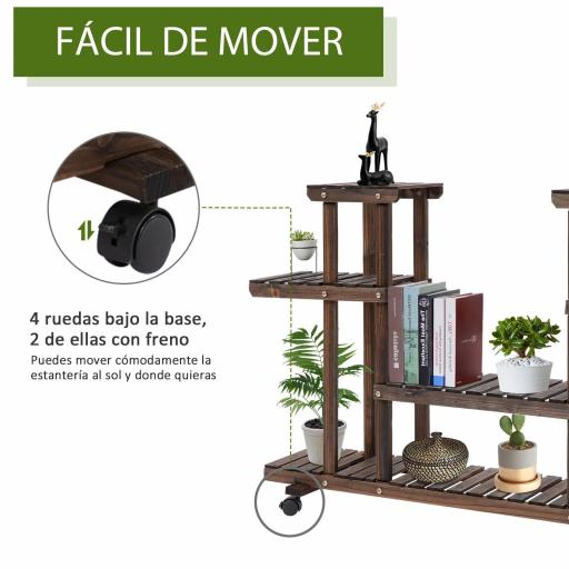 Soporte para Plantas de 4 Niveles con Ruedas Soporte para Macetas para Interiores y Exteriores 123,5x33x80 cm Marrón [2]