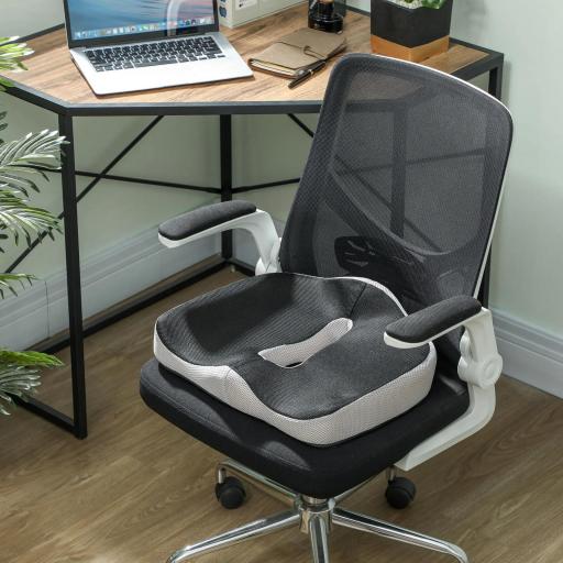 Cojín de Asiento de Espuma Viscoelástica con Base Antideslizante para Silla de Comedor Silla de Ruedas Negro [6]
