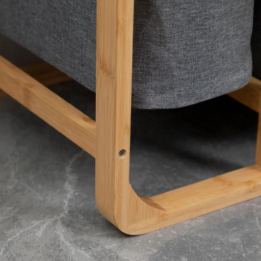 Cesto para Ropa Sucia de Bambú Cesta para la Colada con 3 Bolsas de Tela Extraíbles 50x32x69,7 cm Gris [7]