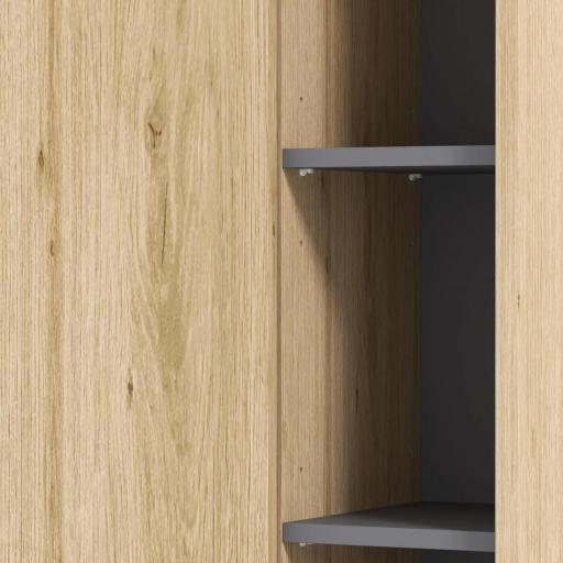 Columna de Baño de Pared Armario de Baño con Compartimentos Abiertos y 2 Puertas 40x24x141,5 cm Natural [9]